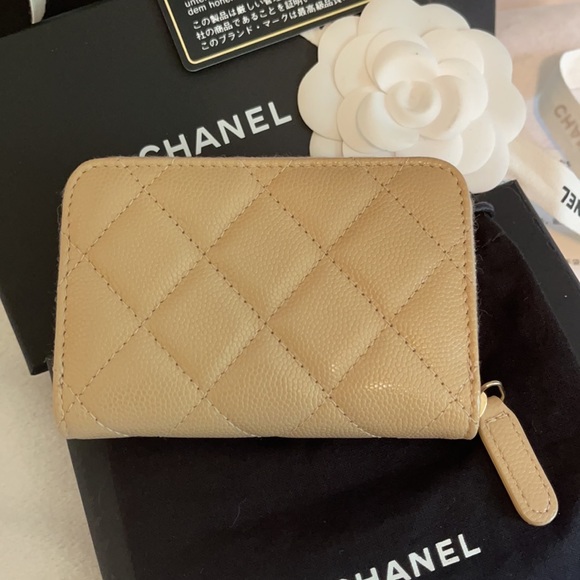 Chanel GHW Caviar Quilted Classic Beige Zipped Coin Card Holder Wallet BNIB - Picture 2 of 10